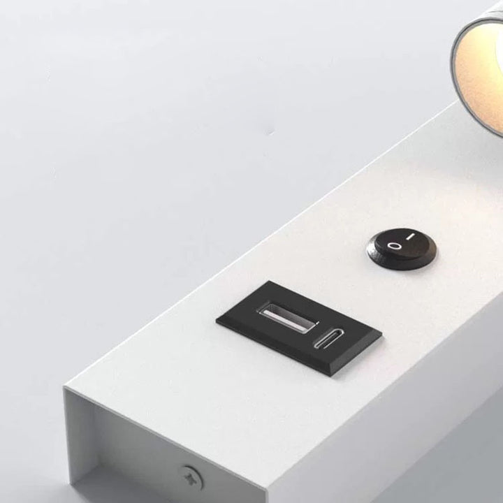 Moderne minimalistische zylinderförmige verstellbare rechteckige Basis Aluminium LED Wandleuchte für das Schlafzimmer 