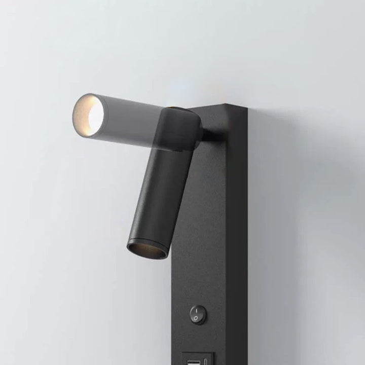 Moderne minimalistische zylinderförmige verstellbare rechteckige Basis Aluminium LED Wandleuchte für das Schlafzimmer 