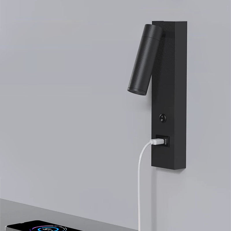 Moderne minimalistische zylinderförmige verstellbare rechteckige Basis Aluminium LED Wandleuchte für das Schlafzimmer 