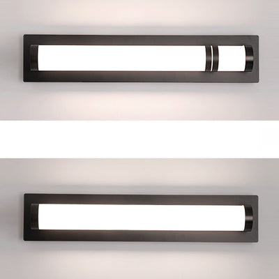Aplique de pared LED de hierro acrílico con base rectangular cilíndrica larga escandinava contemporánea para patio exterior 