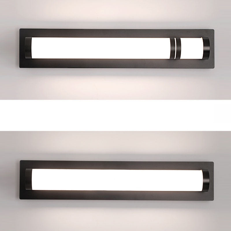 Aplique de pared LED de hierro acrílico con base rectangular cilíndrica larga escandinava contemporánea para patio exterior 