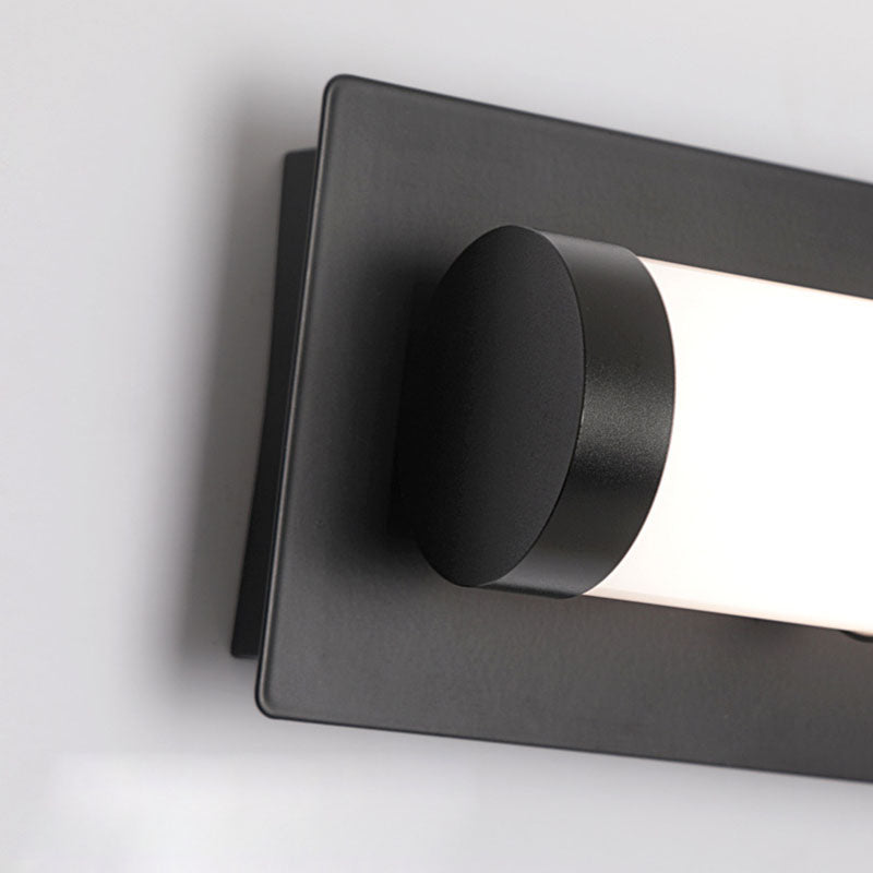 Aplique de pared LED de hierro acrílico con base rectangular cilíndrica larga escandinava contemporánea para patio exterior 