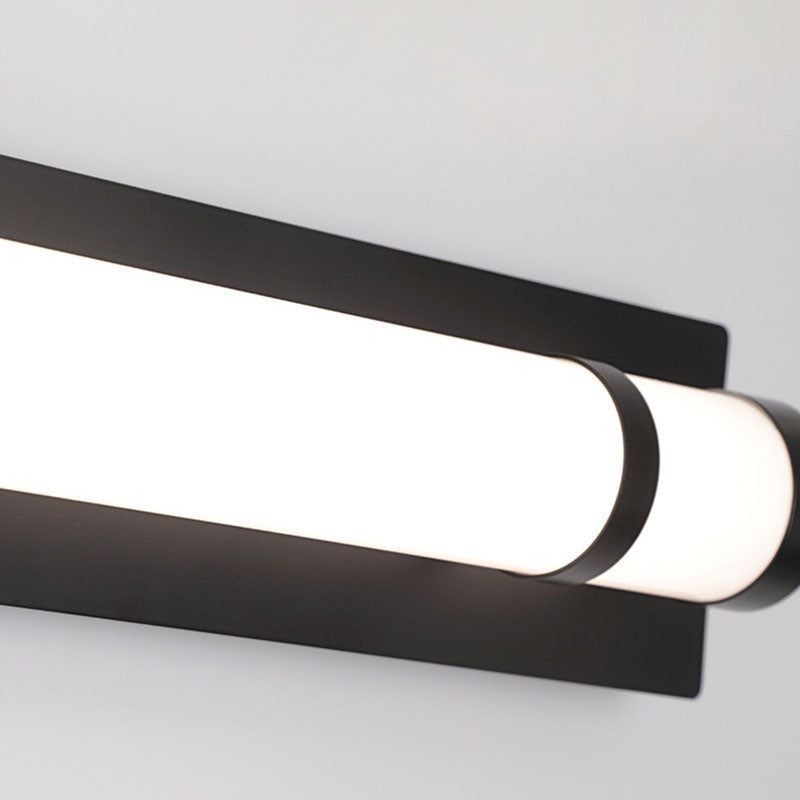 Aplique de pared LED de hierro acrílico con base rectangular cilíndrica larga escandinava contemporánea para patio exterior 