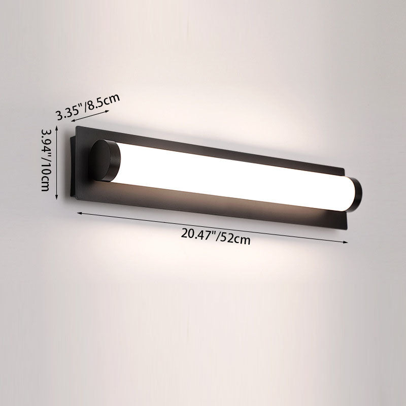 Aplique de pared LED de hierro acrílico con base rectangular cilíndrica larga escandinava contemporánea para patio exterior 