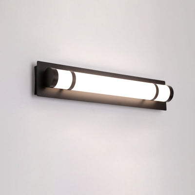 Aplique de pared LED de hierro acrílico con base rectangular cilíndrica larga escandinava contemporánea para patio exterior 
