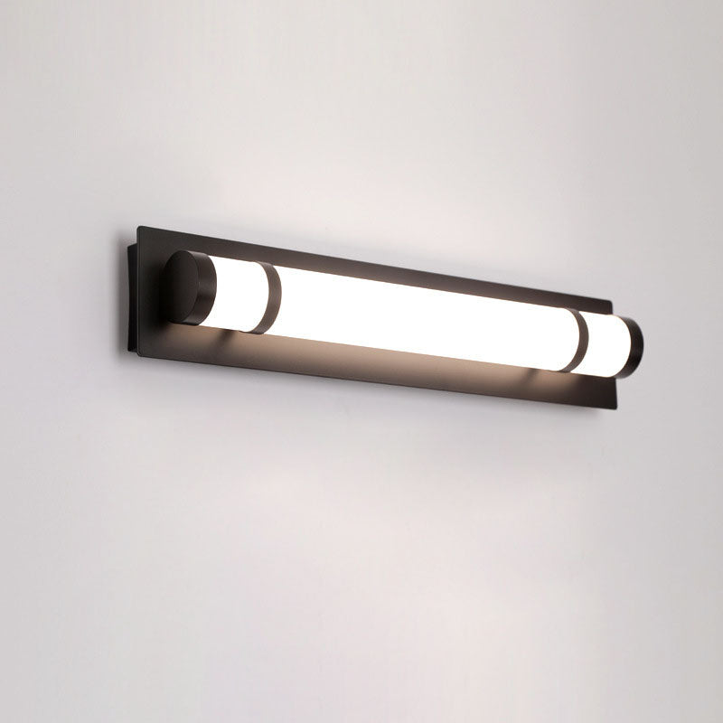 Aplique de pared LED de hierro acrílico con base rectangular cilíndrica larga escandinava contemporánea para patio exterior 