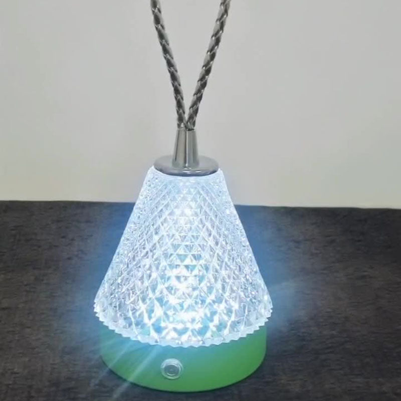 Moderne minimalistische runde Tischlampe aus Metall und Acryl mit LED für das Schlafzimmer 