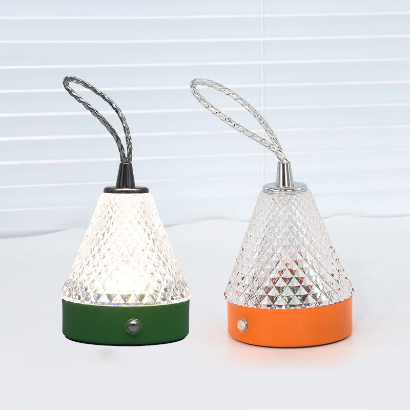 Moderne minimalistische runde Tischlampe aus Metall und Acryl mit LED für das Schlafzimmer 