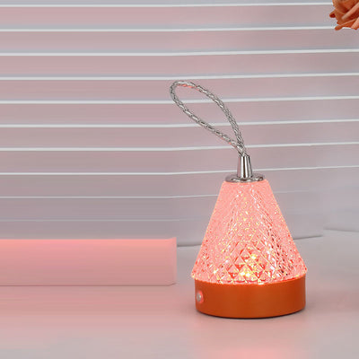 Moderne minimalistische runde Tischlampe aus Metall und Acryl mit LED für das Schlafzimmer 
