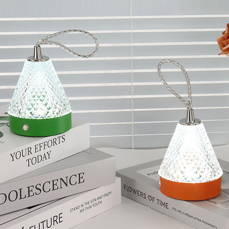 Moderne minimalistische runde Tischlampe aus Metall und Acryl mit LED für das Schlafzimmer 