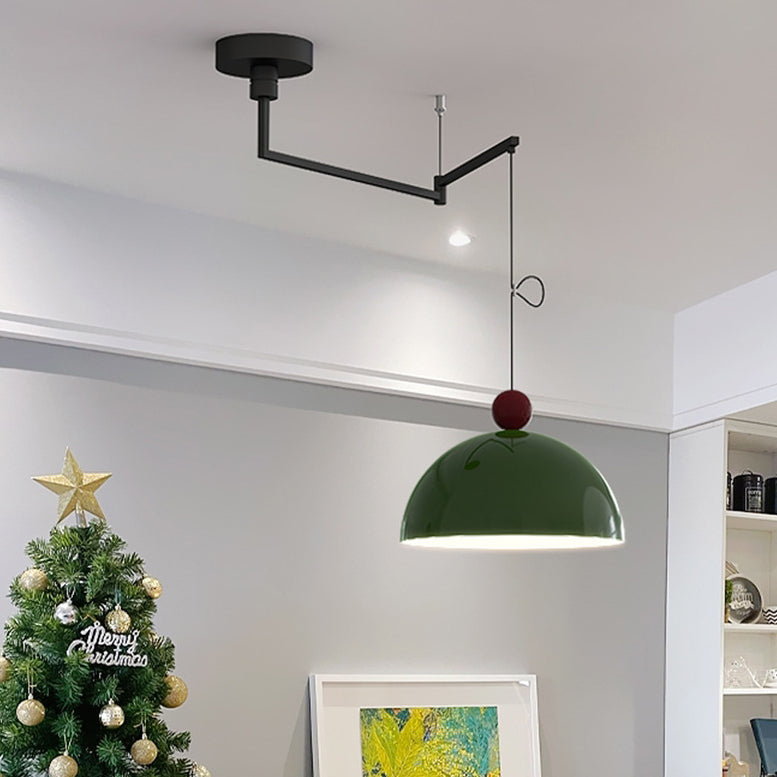 Lámpara colgante LED de bola semicircular contemporánea escandinava de hierro largo para sala de estar 