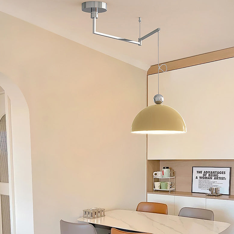 Lámpara colgante LED de bola semicircular contemporánea escandinava de hierro largo para sala de estar 