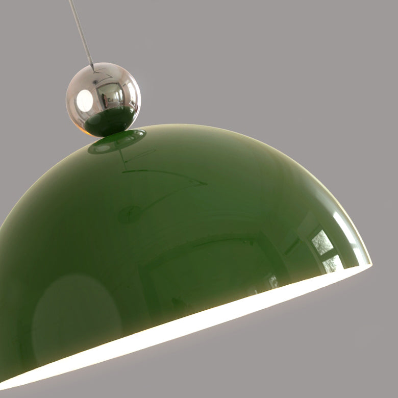 Lámpara colgante LED de bola semicircular contemporánea escandinava de hierro largo para sala de estar 