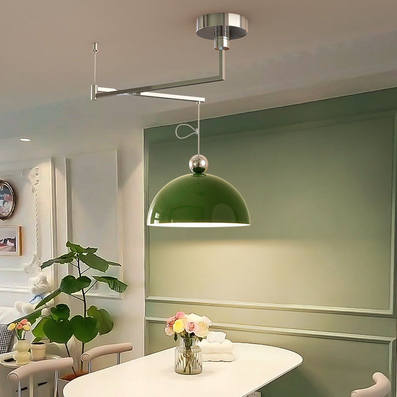 Lámpara colgante LED de bola semicircular contemporánea escandinava de hierro largo para sala de estar 