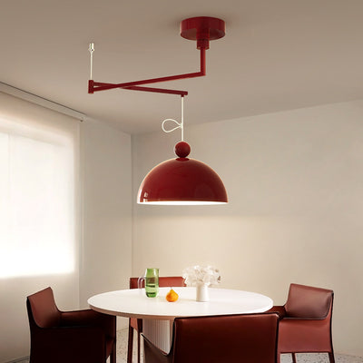 Lámpara colgante LED de bola semicircular contemporánea escandinava de hierro largo para sala de estar 