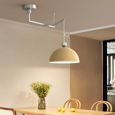 Lámpara colgante LED de bola semicircular contemporánea escandinava de hierro largo para sala de estar 