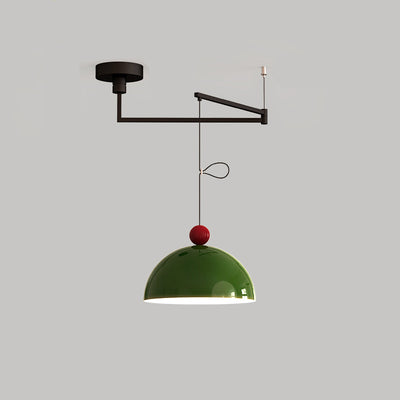 Lámpara colgante LED de bola semicircular contemporánea escandinava de hierro largo para sala de estar 