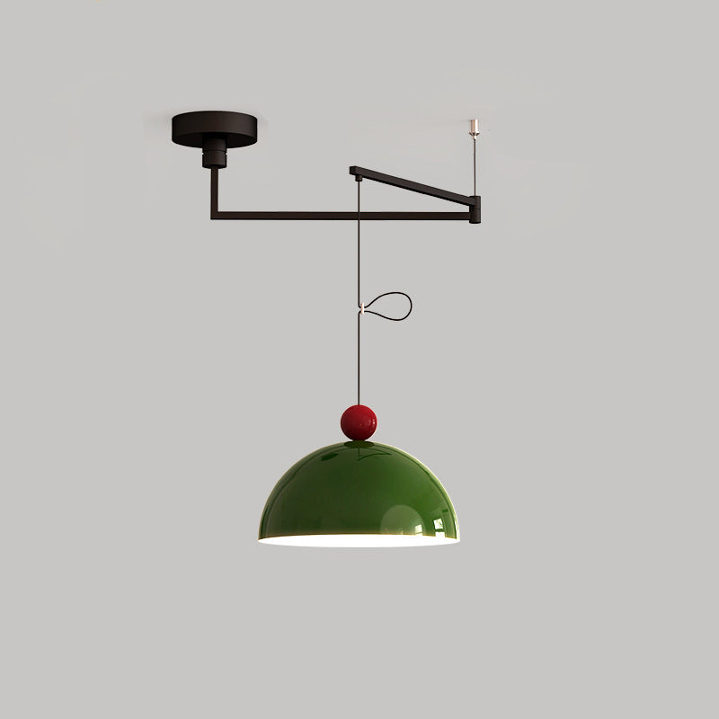 Lámpara colgante LED de bola semicircular contemporánea escandinava de hierro largo para sala de estar 