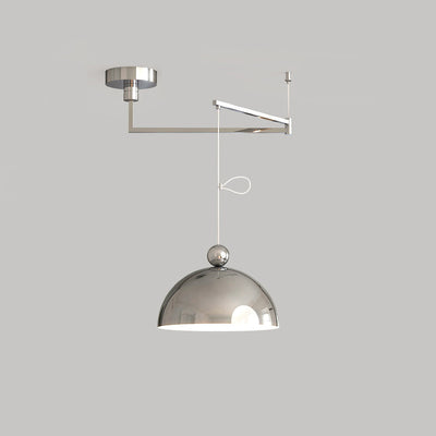 Lámpara colgante LED de bola semicircular contemporánea escandinava de hierro largo para sala de estar 