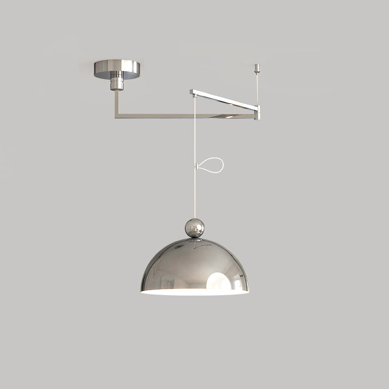 Lámpara colgante LED de bola semicircular contemporánea escandinava de hierro largo para sala de estar 