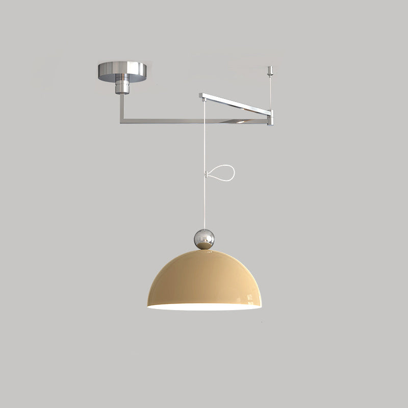 Lámpara colgante LED de bola semicircular contemporánea escandinava de hierro largo para sala de estar 