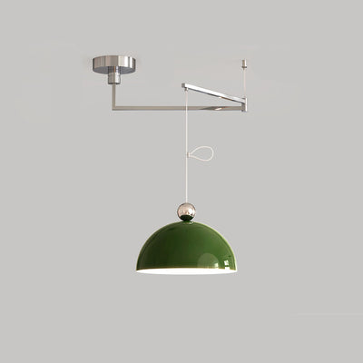 Lámpara colgante LED de bola semicircular contemporánea escandinava de hierro largo para sala de estar 