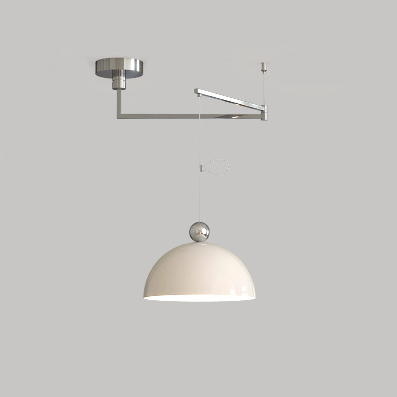 Lámpara colgante LED de bola semicircular contemporánea escandinava de hierro largo para sala de estar 