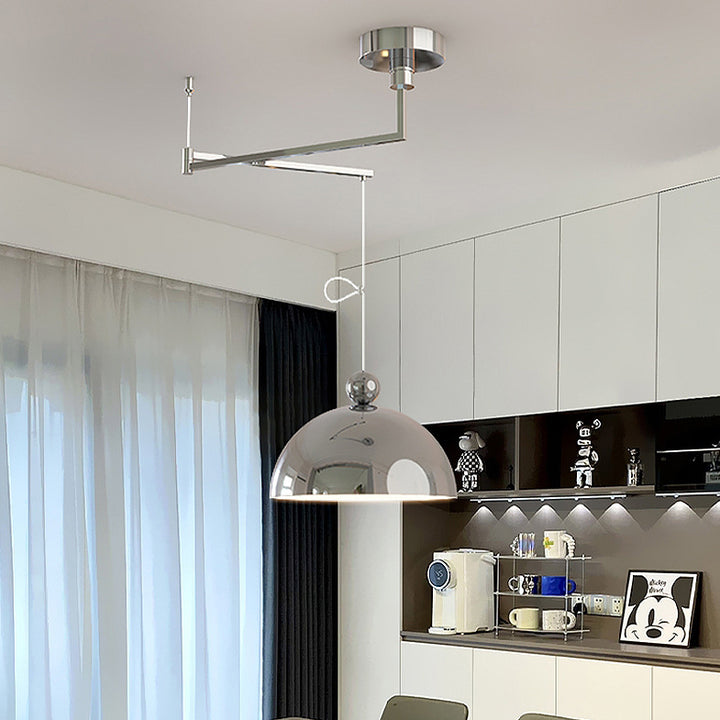 Lustre à LED en forme de demi-cercle scandinave contemporain en fer pour salon 