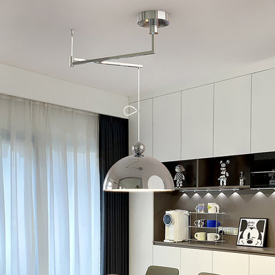 Lámpara colgante LED de bola semicircular contemporánea escandinava de hierro largo para sala de estar 