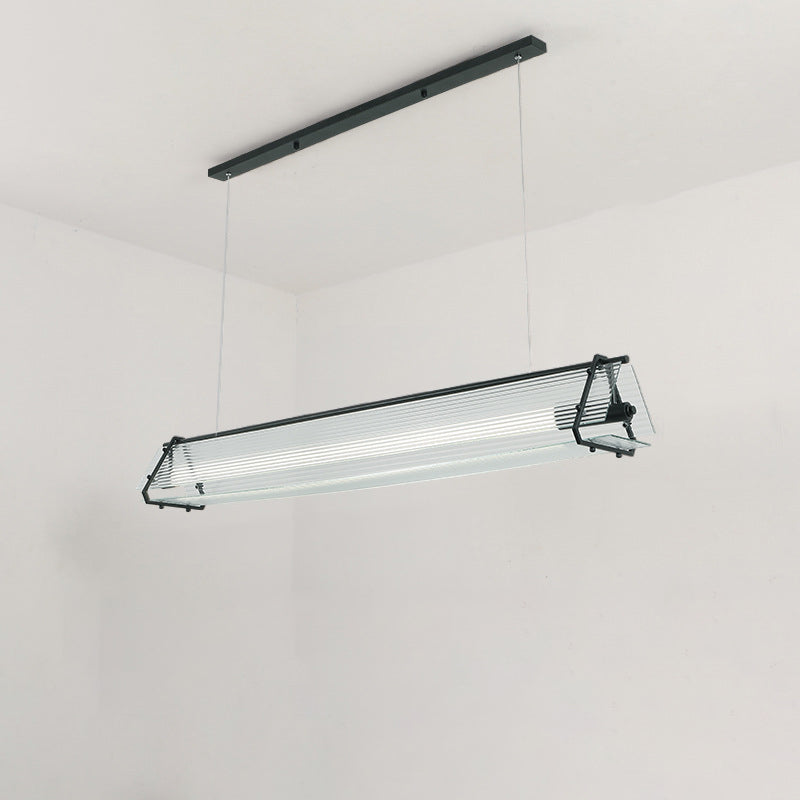 Lustre à LED en verre avec matériel triangulaire rectangulaire minimaliste moderne pour salle à manger 