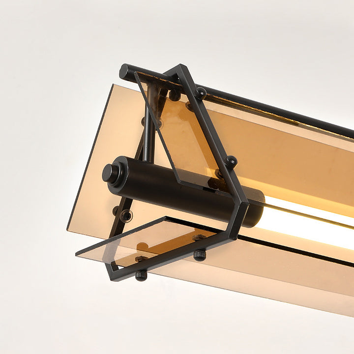 Luz colgante LED de vidrio con hardware minimalista moderno de triángulo y rectángulo para comedor 