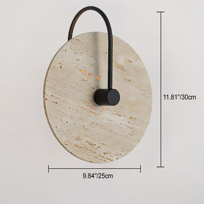 Traditional Vintage Round Curved Yellow Travertine Iron 1-Light Wall Sconce Lamp For Bedroom