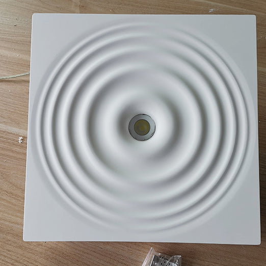 Contemporary Creative Ripple Round Plaster 1-Light Flush Mount Ceiling Light For Living Room