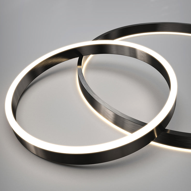 ضوء قلادة LED من الألمنيوم والأكريليك متعدد الطبقات بتصميم مستدير عصري من الدول الاسكندنافية لغرفة المعيشة 