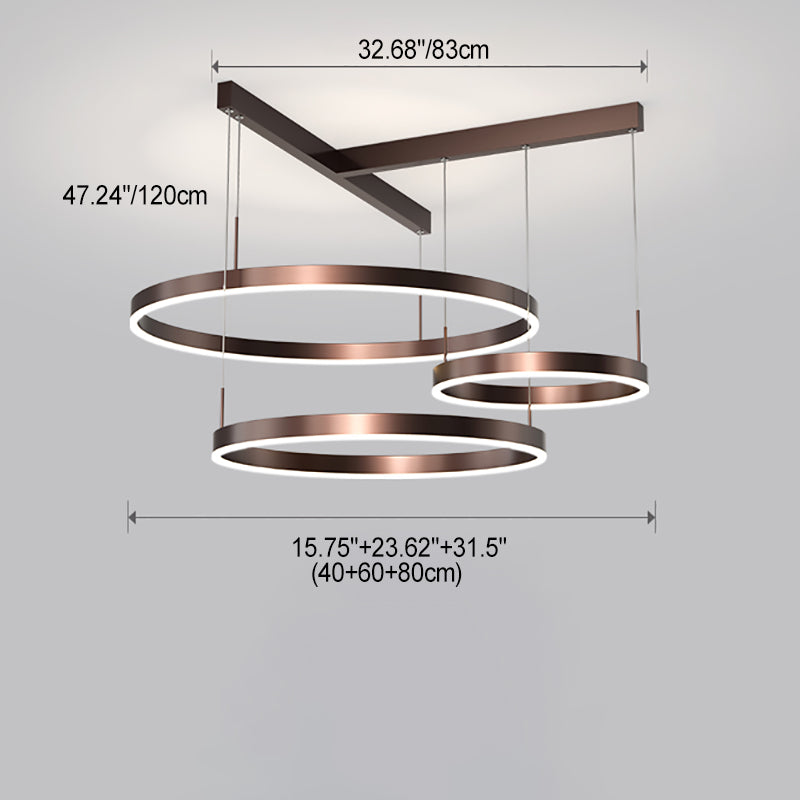 ضوء قلادة LED من الألمنيوم والأكريليك متعدد الطبقات بتصميم مستدير عصري من الدول الاسكندنافية لغرفة المعيشة 
