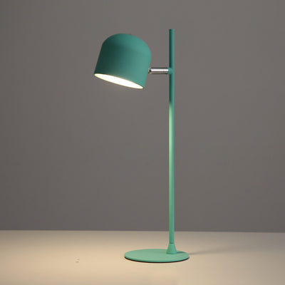 Lampe de table LED rechargeable en métal et plastique avec base cylindrique contemporaine pour chambre 