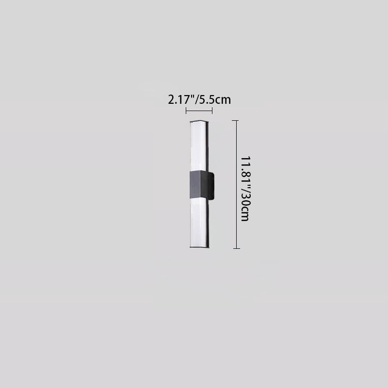 Lámpara de Aplique de Pared Exterior de PC de Aluminio Largo Rectangular Impermeable Minimalista Moderna para Jardín 