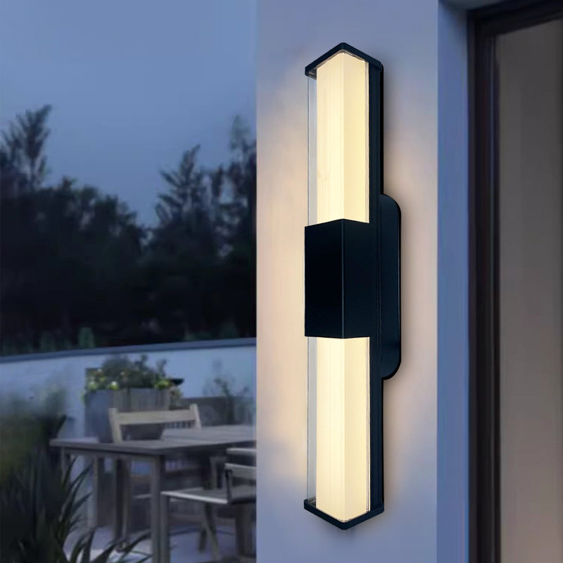 Applique murale extérieure moderne minimaliste étanche rectangulaire longue en aluminium et PC pour jardin 