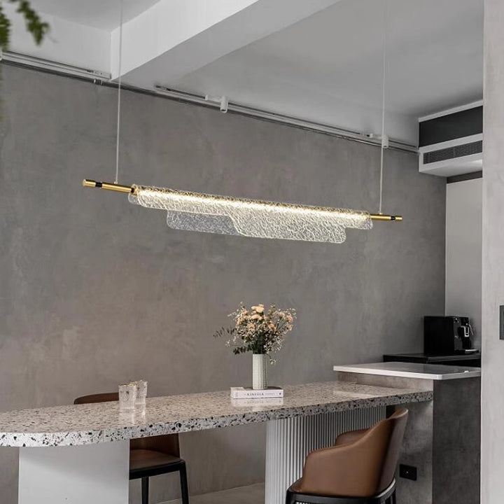 Contemporary Scandinavian Long Ribbon Water Ripple Dot Iron Aluminum Acrylic LED Pendant Light Island Light For Dining Room