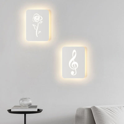 Applique Murale LED en Acrylique Fer Cerf Note Rose Ronde Rectangle Créative Contemporaine pour Chambre 