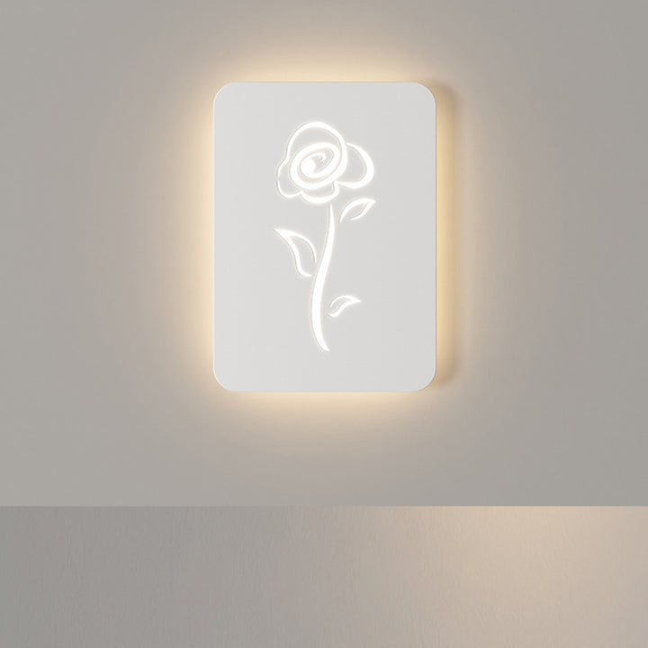Contemporary Creative Rectangle Round Rose Note Deer Iron Acrylic LED Wall Sconce Lamp For Bedroom