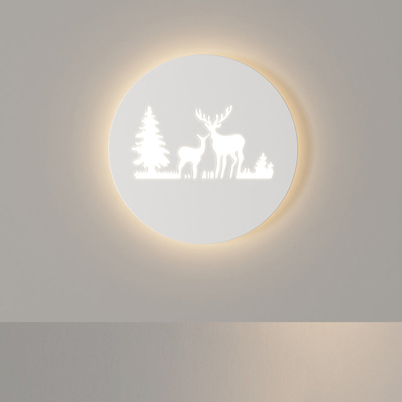 Applique Murale LED en Acrylique Fer Cerf Note Rose Ronde Rectangle Créative Contemporaine pour Chambre 