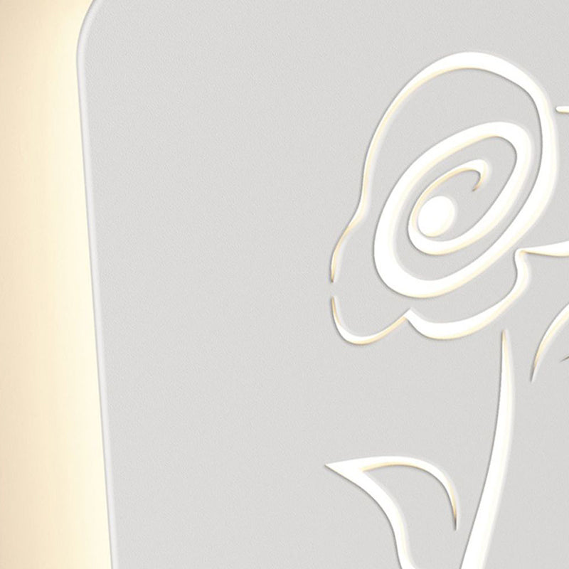 Applique Murale LED en Acrylique Fer Cerf Note Rose Ronde Rectangle Créative Contemporaine pour Chambre 