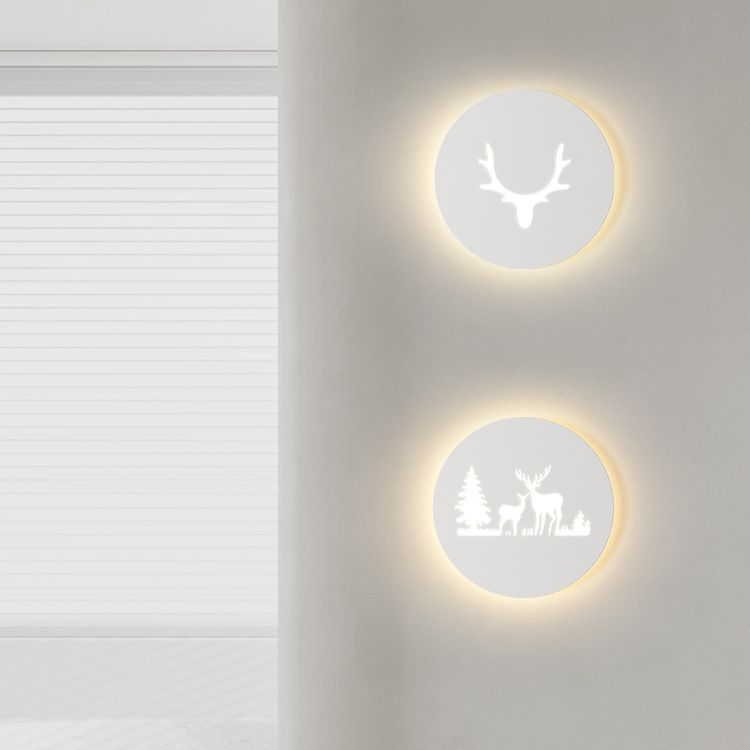 Applique Murale LED en Acrylique Fer Cerf Note Rose Ronde Rectangle Créative Contemporaine pour Chambre 
