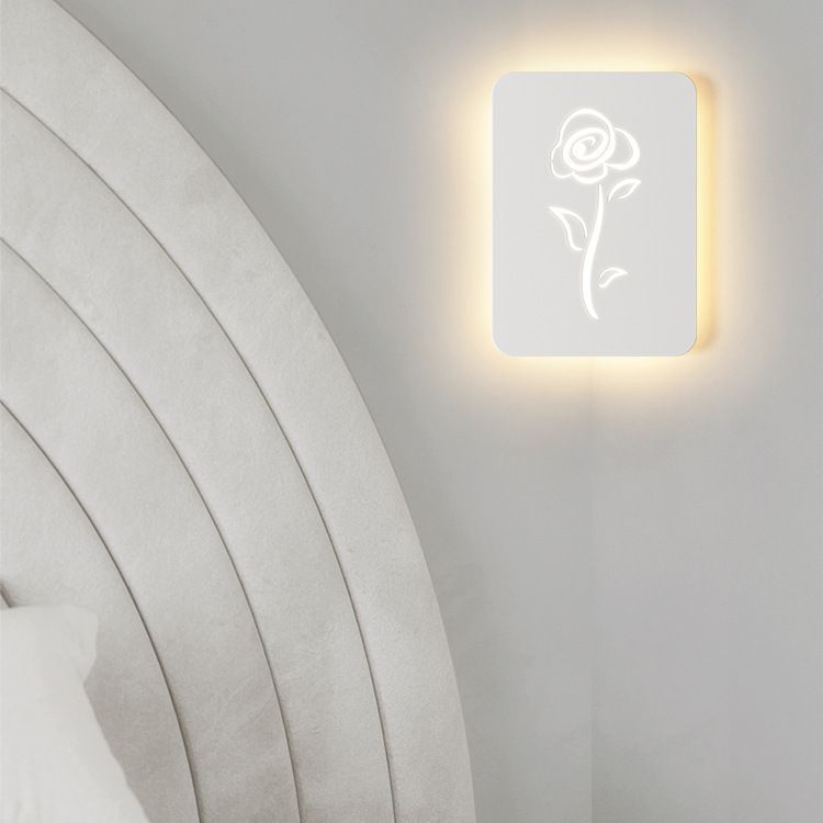 Applique Murale LED en Acrylique Fer Cerf Note Rose Ronde Rectangle Créative Contemporaine pour Chambre 