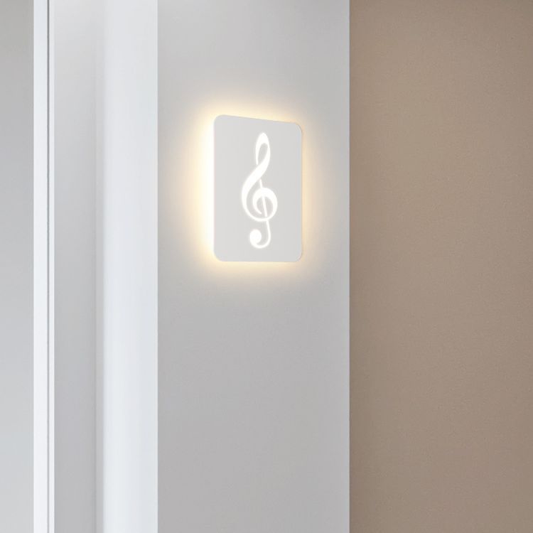 Applique Murale LED en Acrylique Fer Cerf Note Rose Ronde Rectangle Créative Contemporaine pour Chambre 