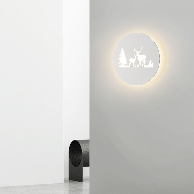 Applique Murale LED en Acrylique Fer Cerf Note Rose Ronde Rectangle Créative Contemporaine pour Chambre 