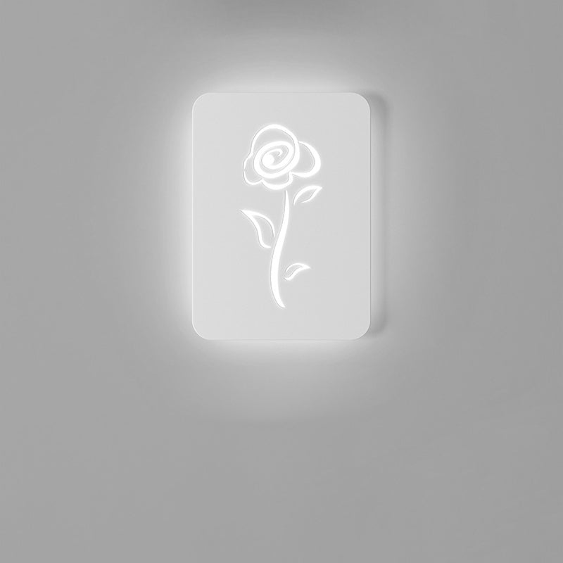 Applique Murale LED en Acrylique Fer Cerf Note Rose Ronde Rectangle Créative Contemporaine pour Chambre 