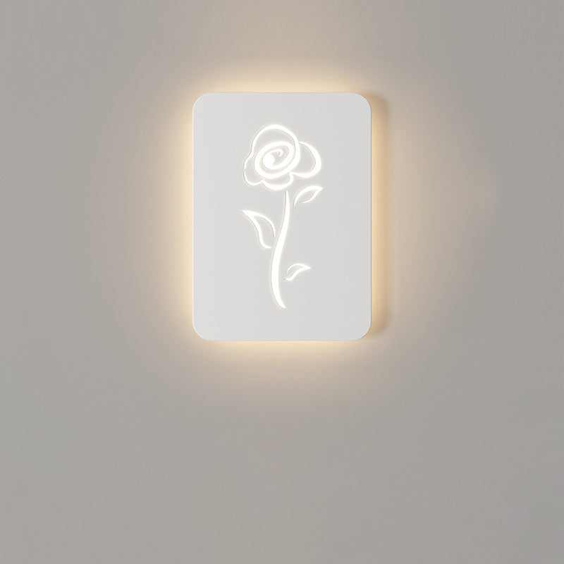 Applique Murale LED en Acrylique Fer Cerf Note Rose Ronde Rectangle Créative Contemporaine pour Chambre 