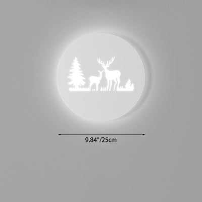 Applique Murale LED en Acrylique Fer Cerf Note Rose Ronde Rectangle Créative Contemporaine pour Chambre 